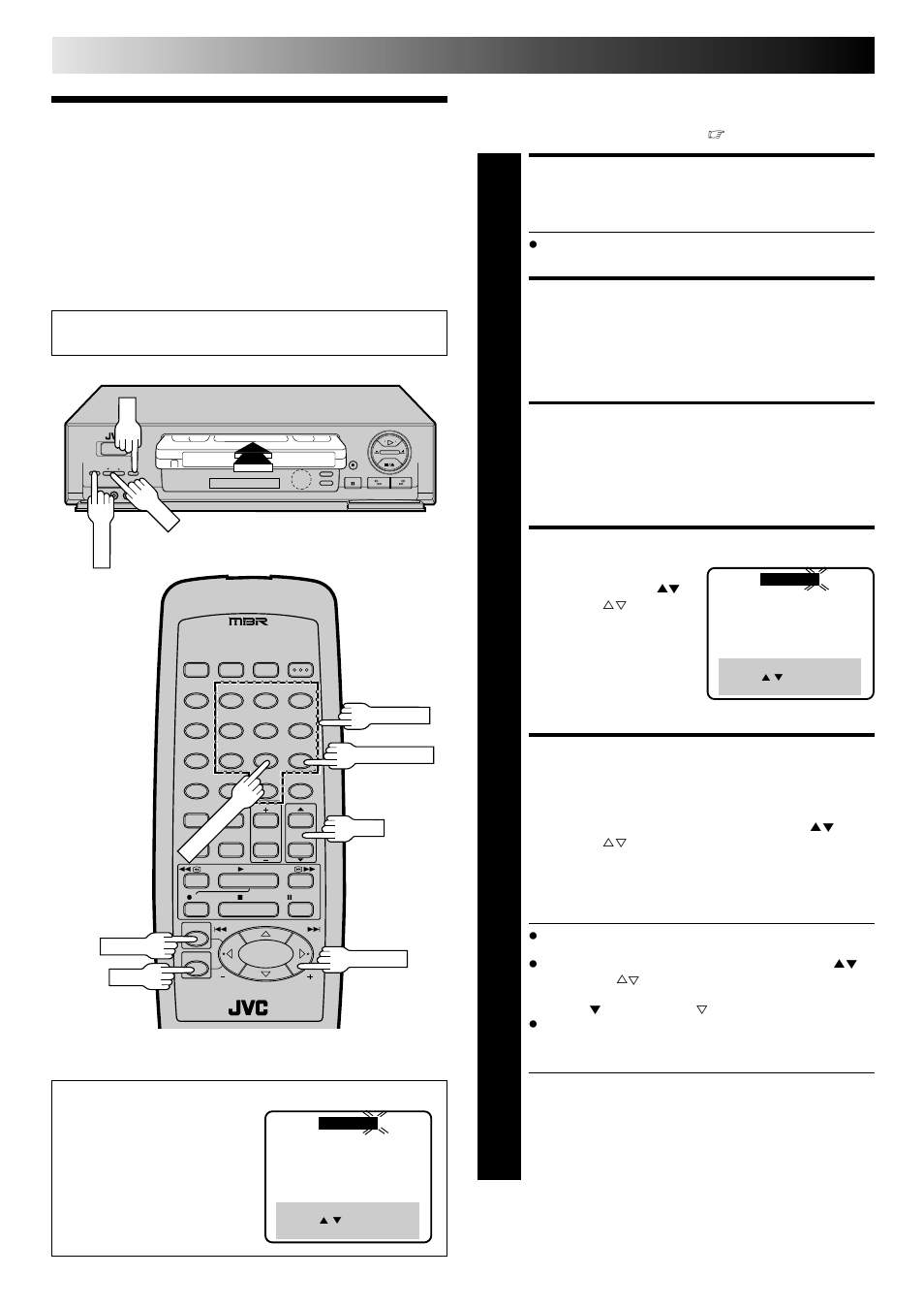 On-screen timer programming, Load a cassette, Access on-screen menu | Access program set screen, Select program number, Set program information, Timer recording (cont.) | JVC HR-DD740U User Manual | Page 44 / 68