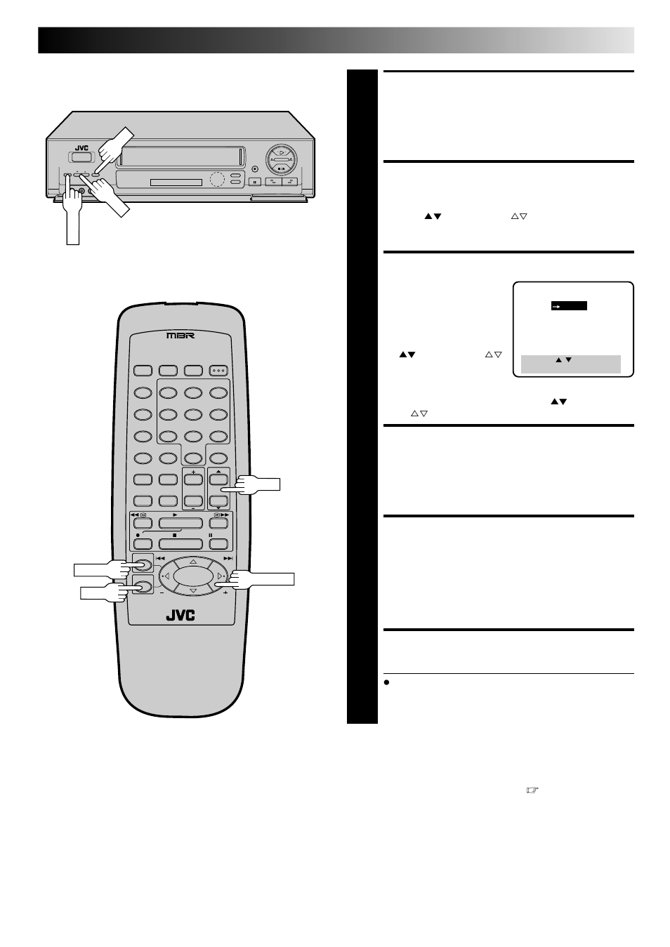 Return to function set screen, Access aux input screen, Select input | Return to normal screen, Start player, Start recorder | JVC HR-DD740U User Manual | Page 49 / 68