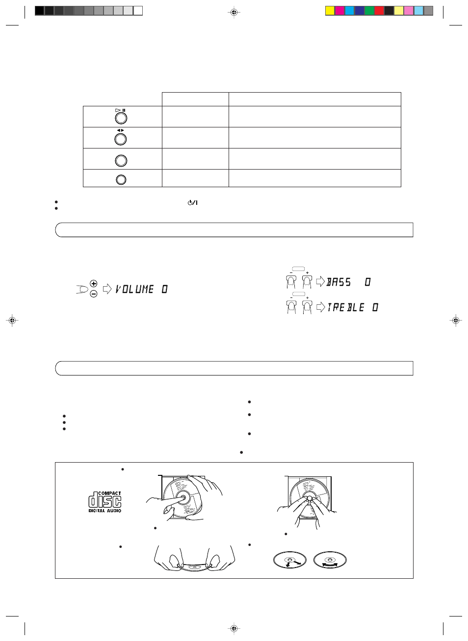 Volume,tone and other controls, Handling cds, Volume, tone and other controls | JVC UX-T550 User Manual | Page 10 / 20