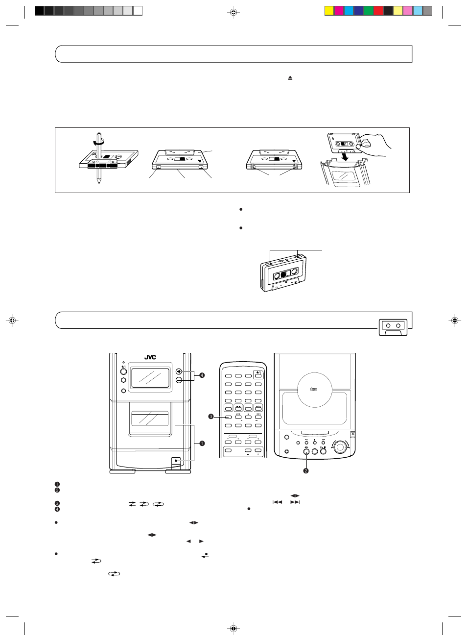 Handling cassette tapes, Cassette playback, Compact digital audio | Operate in the order shown ⁄ ! ~ ÿ, How to fast-wind tapes | JVC UX-T550 User Manual | Page 13 / 20