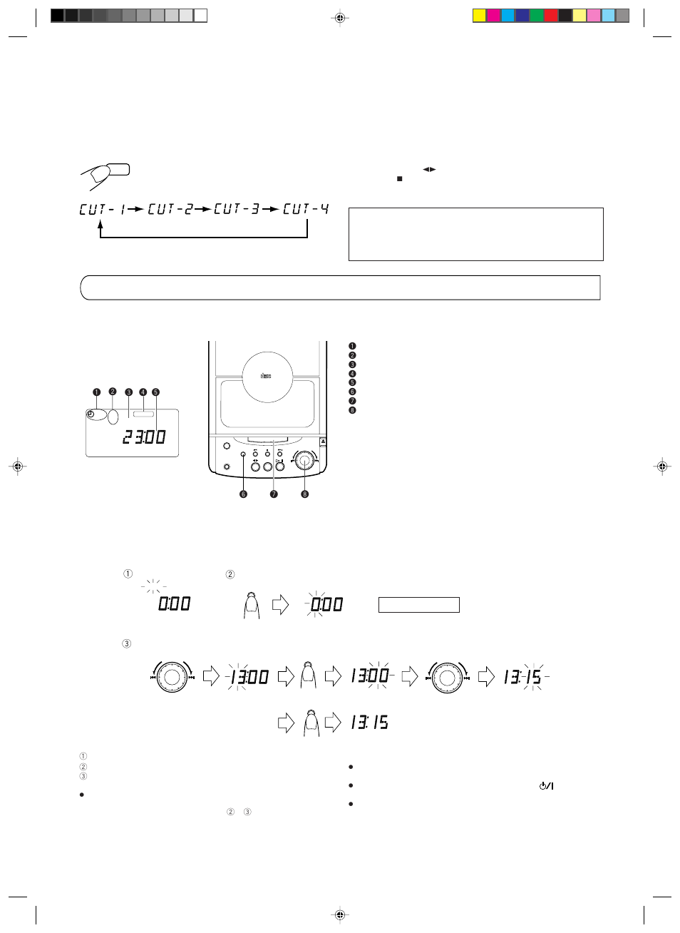 Clock adjustment, Compact digital audio | JVC UX-T550 User Manual | Page 16 / 20