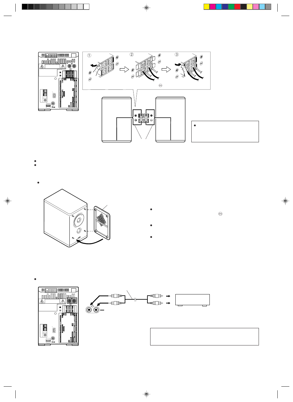 Speaker cord connection, Connection of external audio units | JVC UX-T550 User Manual | Page 6 / 20