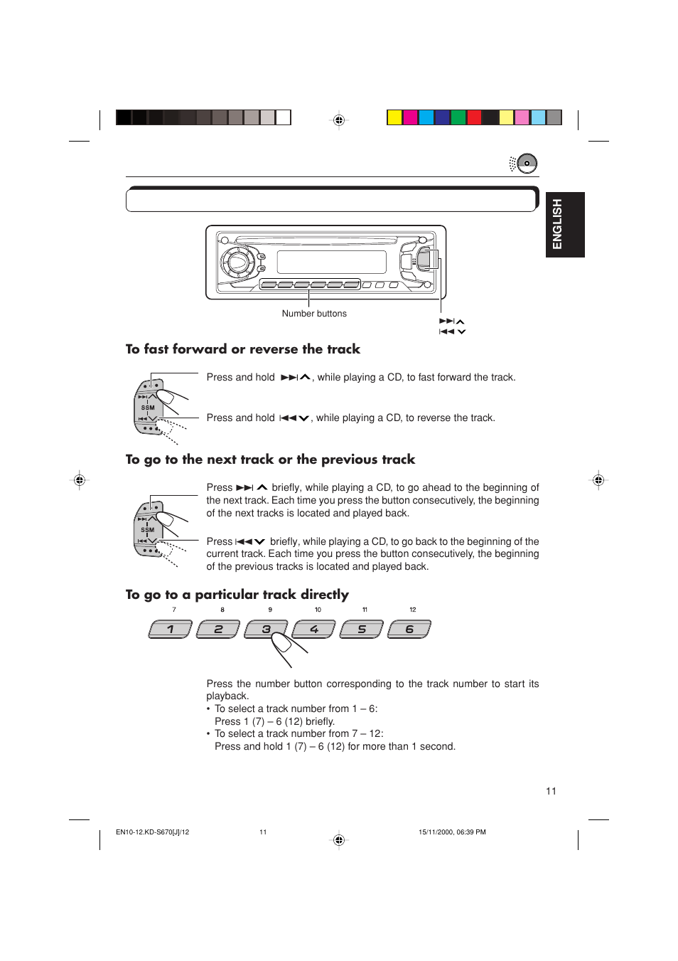 Locating a track or a particular portion on a cd | JVC KD-S670 User Manual | Page 11 / 80