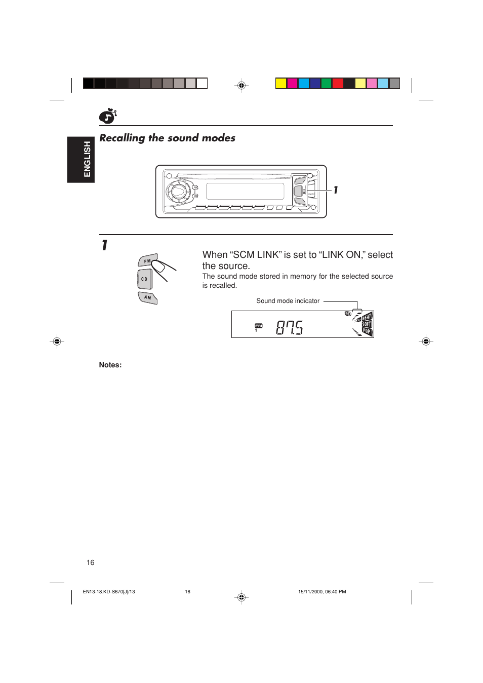 Recalling the sound modes | JVC KD-S670 User Manual | Page 16 / 80