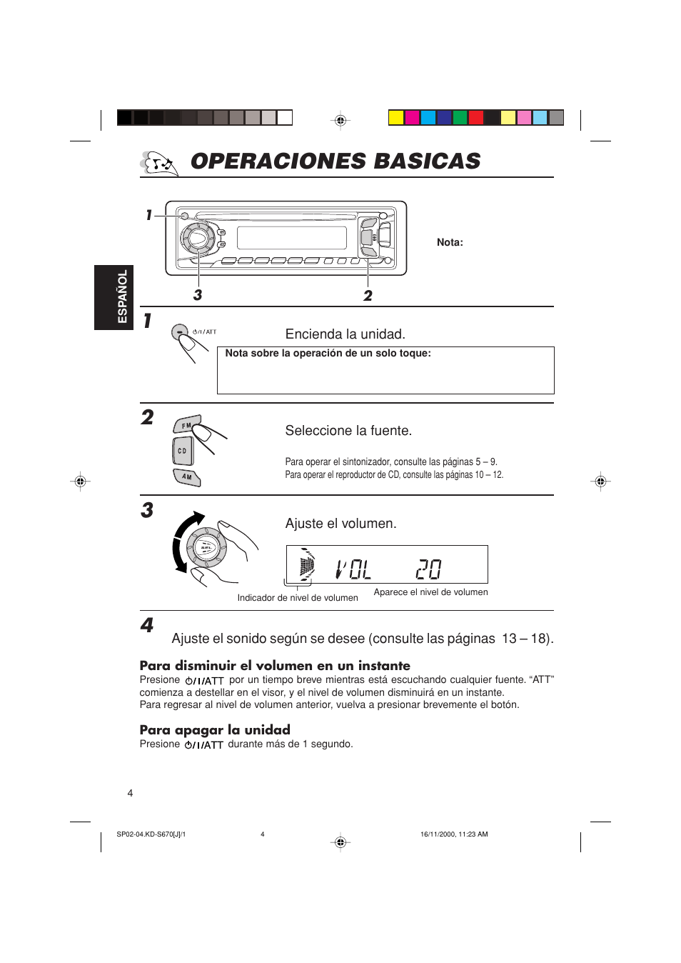 Operaciones basicas | JVC KD-S670 User Manual | Page 30 / 80