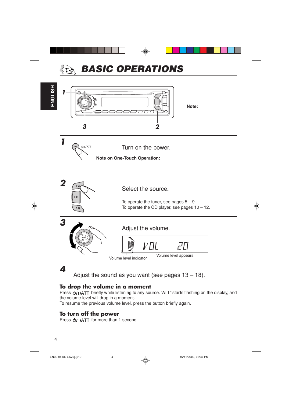 Basic operations | JVC KD-S670 User Manual | Page 4 / 80