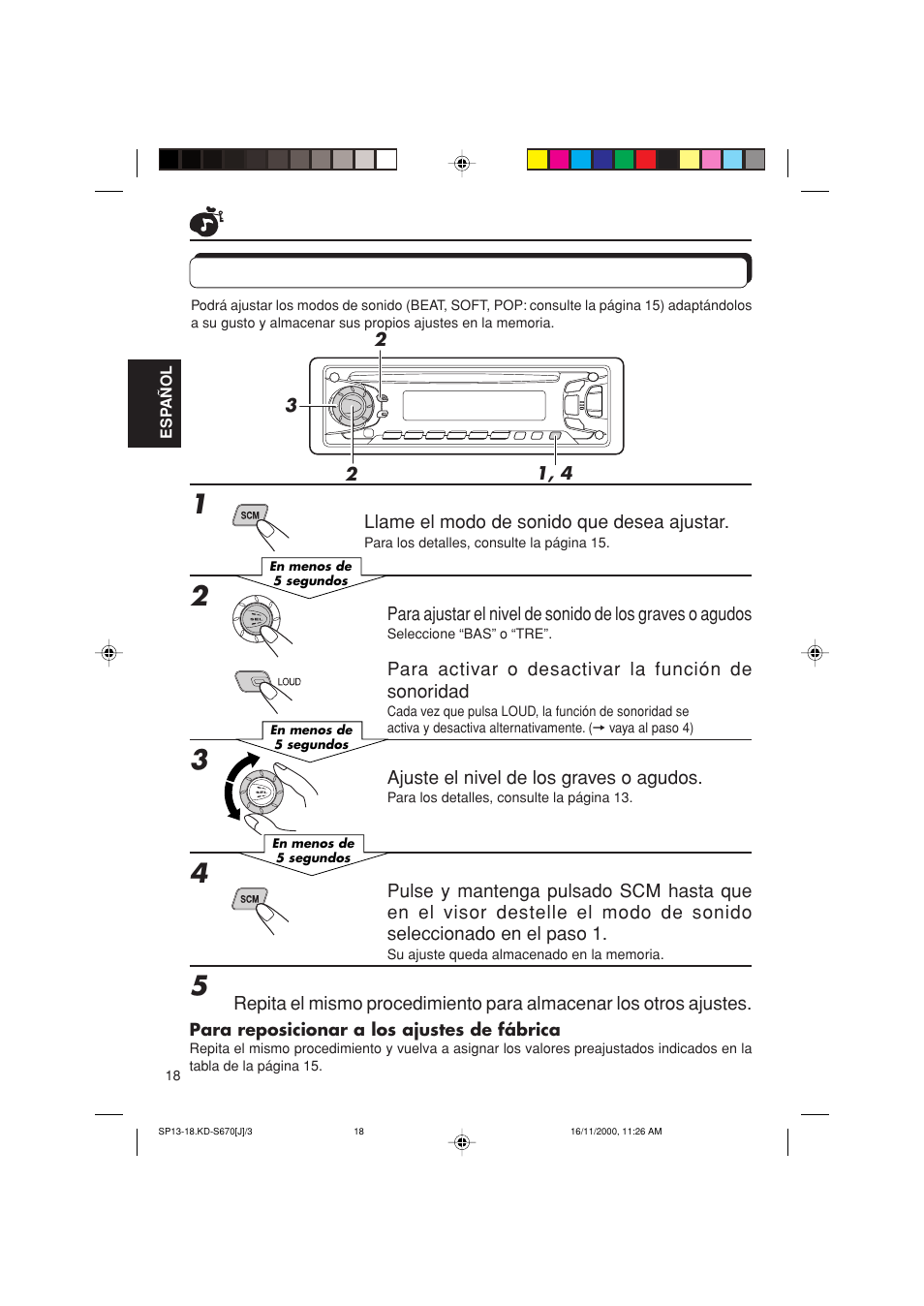 Como almacenar sus propios ajustes de sonido, Cómo almacenar sus propios ajustes de sonido | JVC KD-S670 User Manual | Page 44 / 80