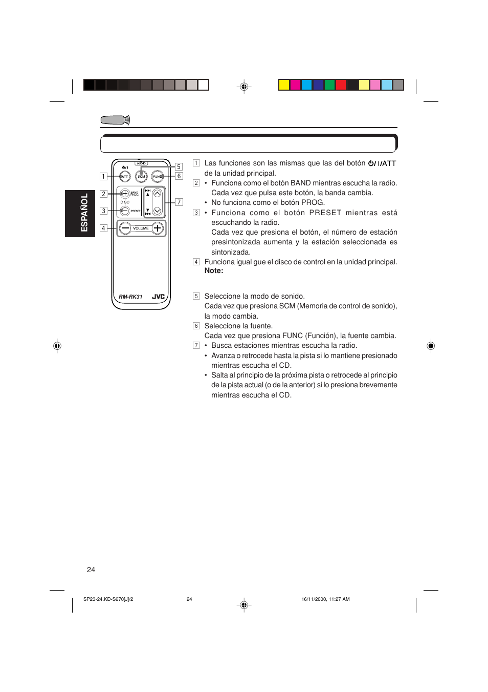 Empleo del mando a distancia | JVC KD-S670 User Manual | Page 50 / 80