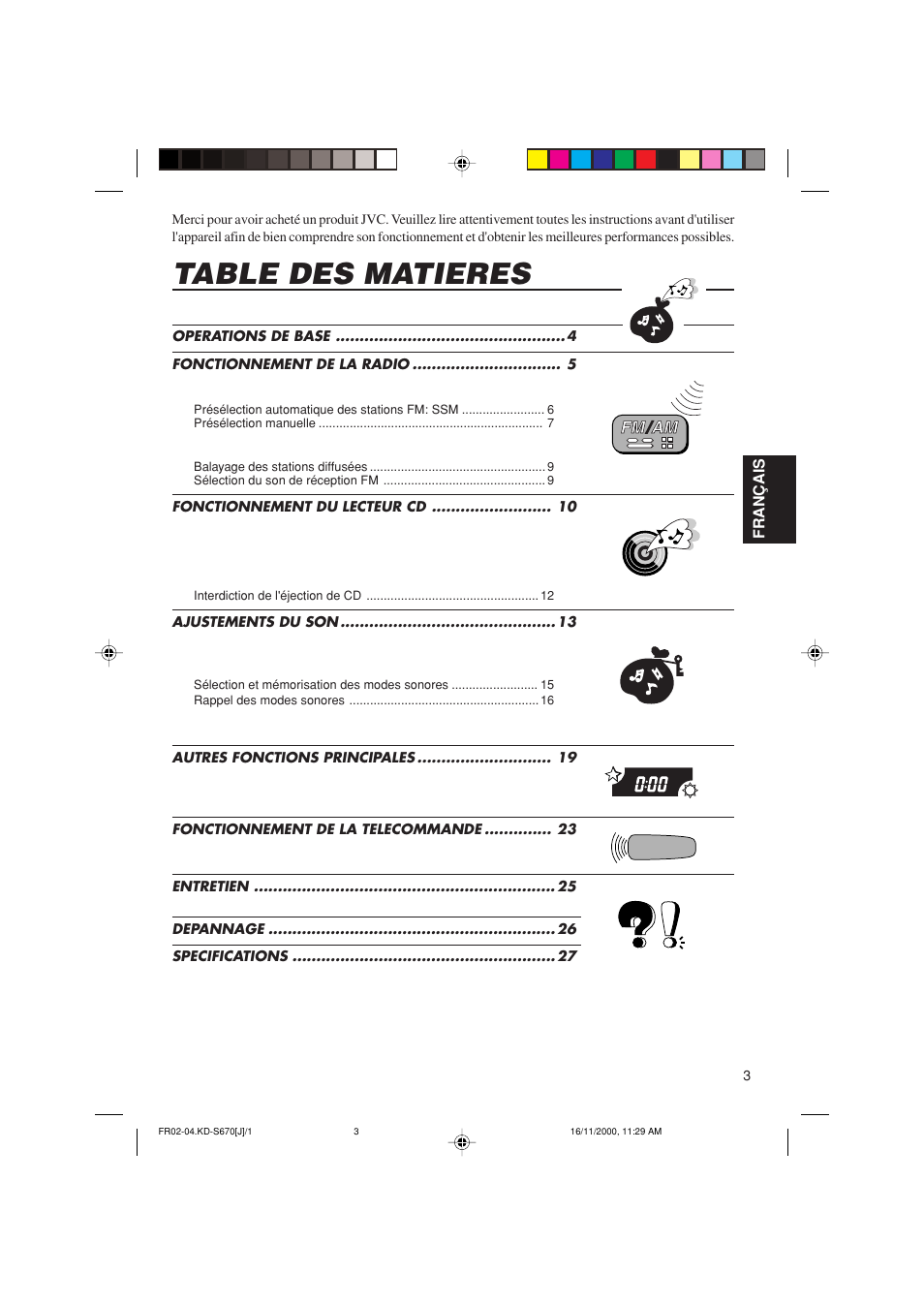 Table des matieres | JVC KD-S670 User Manual | Page 55 / 80