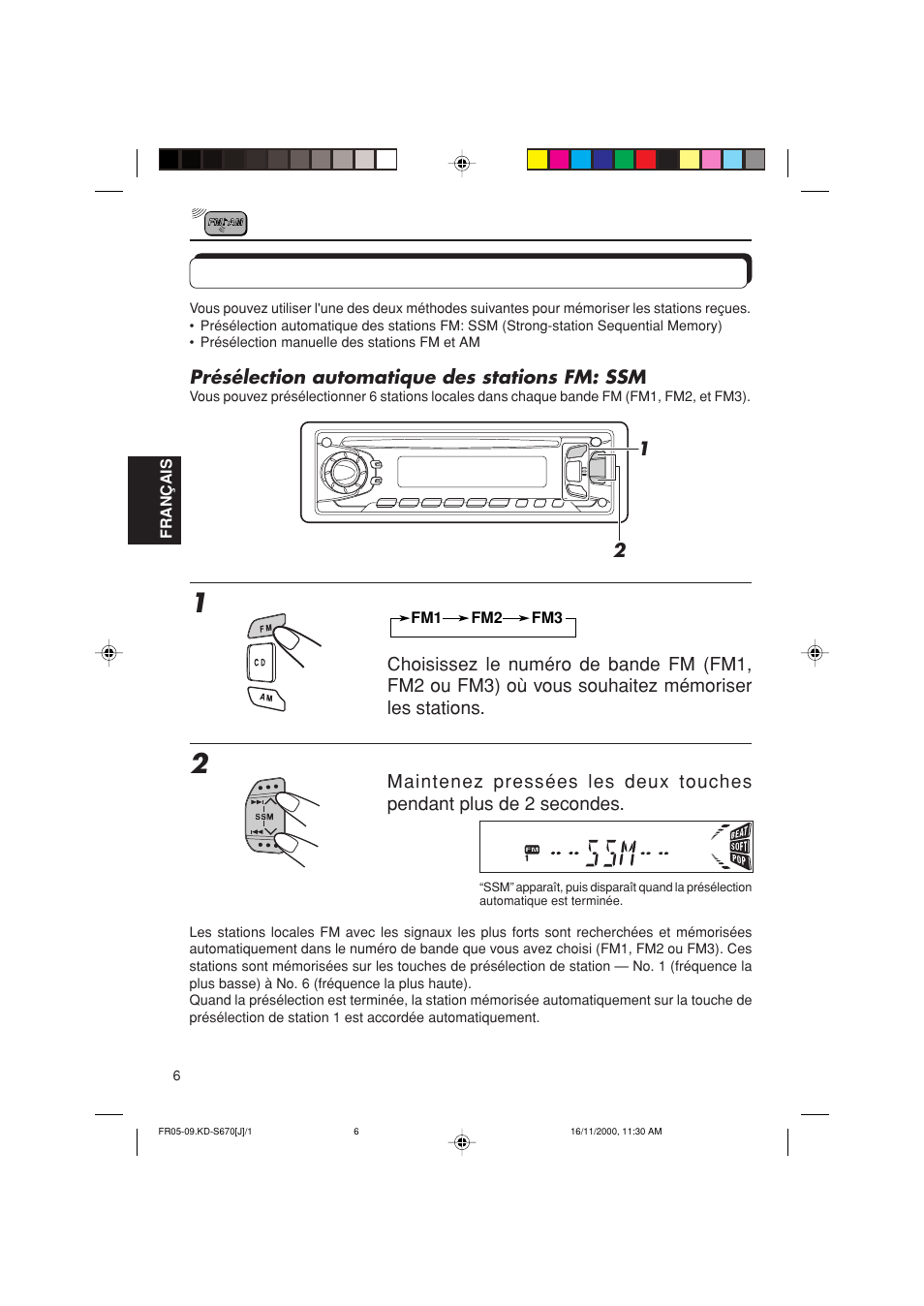 Memorisation des stations, Mémorisation des stations | JVC KD-S670 User Manual | Page 58 / 80