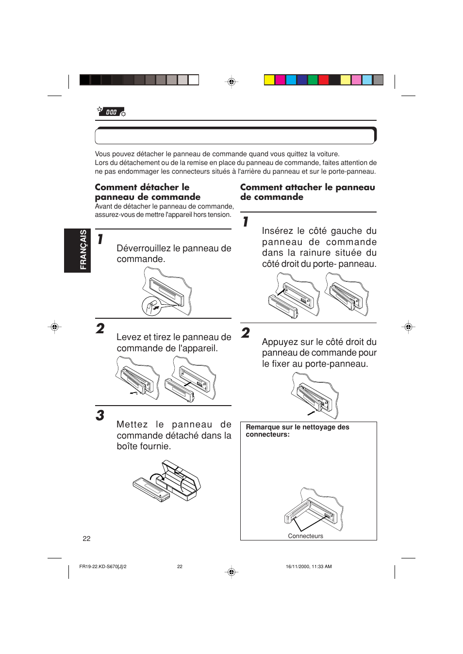 Detachement du panneau de commande, Détachement du panneau de commande | JVC KD-S670 User Manual | Page 74 / 80