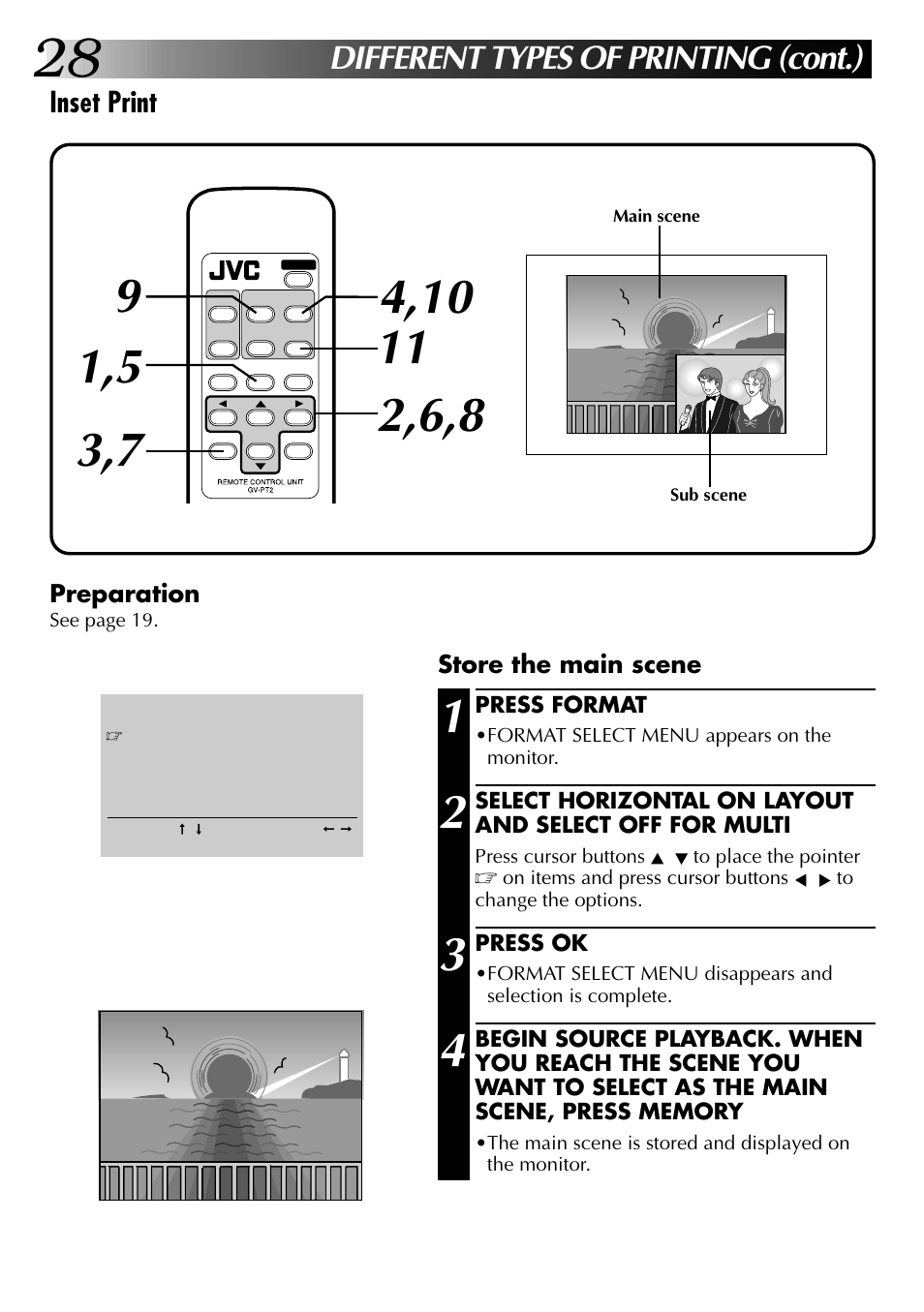 Different types of printing (cont.), Inset print | JVC GV-PT2U User Manual | Page 28 / 76