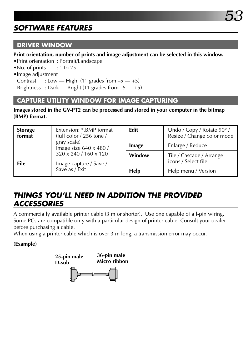 Software features | JVC GV-PT2U User Manual | Page 53 / 76