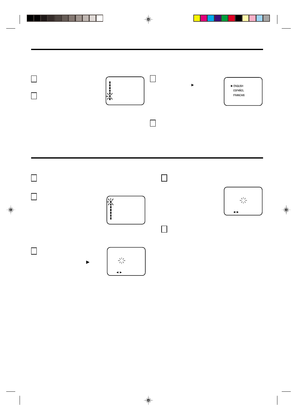 Setting language, Setting clock | JVC AV-14F703 User Manual | Page 13 / 24