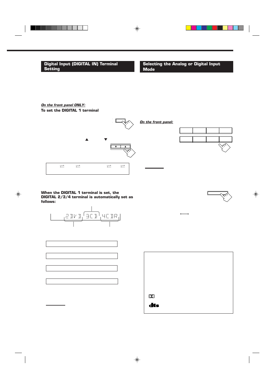 Digital input (digital in) terminal setting, Selecting the analog or digital input mode | JVC RX-7010VBK User Manual | Page 19 / 46