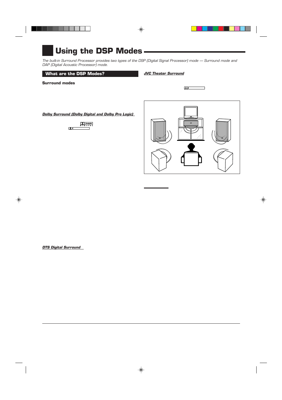 Using the dsp modes | JVC RX-7010VBK User Manual | Page 23 / 46