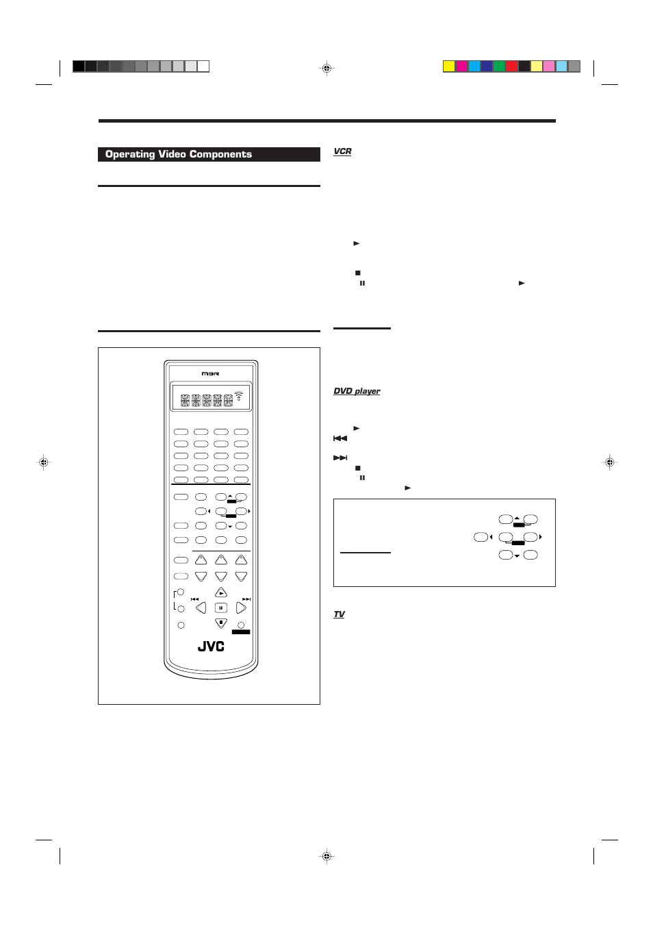 Operating video components | JVC RX-7010VBK User Manual | Page 36 / 46