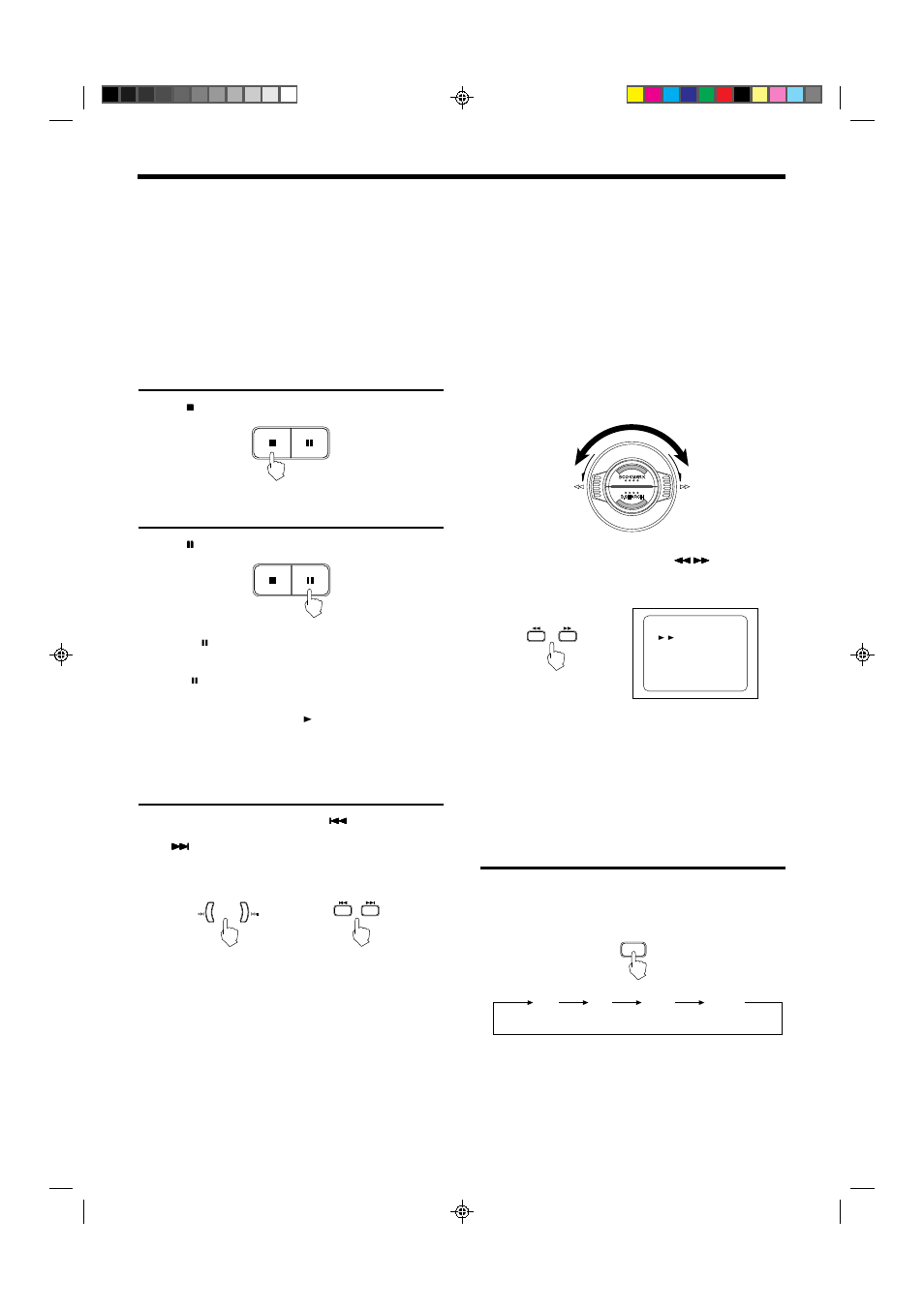 Basic operations stopping play, Auto search/manual search, Pausing play | Slow-motion playback on the remote control unit, Page 8 | JVC XL-MV33BK User Manual | Page 11 / 28