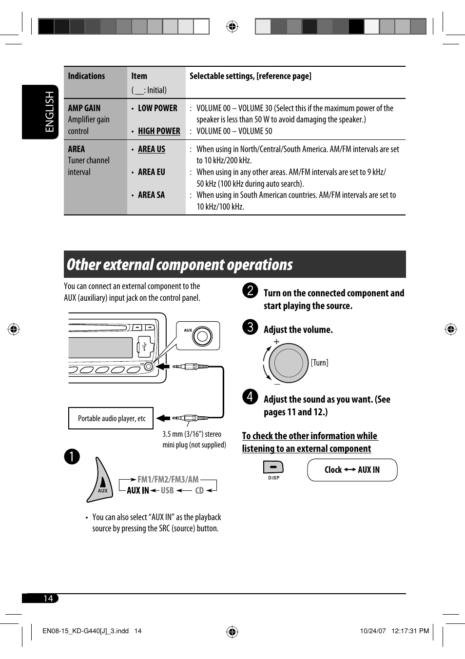 Other external component operations | JVC KD-G440 User Manual | Page 14 / 62