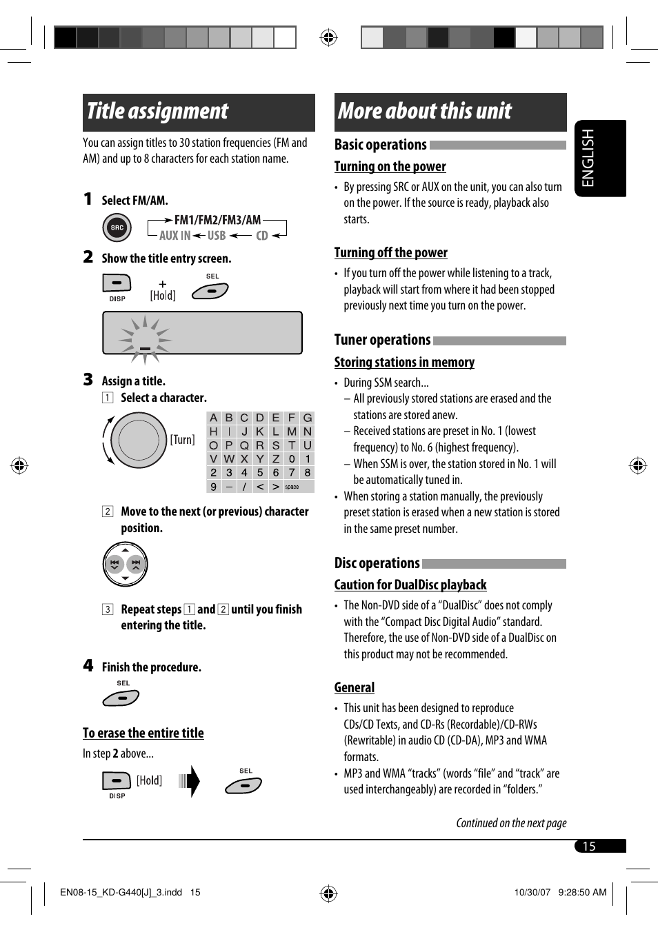 Title assignment, More about this unit | JVC KD-G440 User Manual | Page 15 / 62