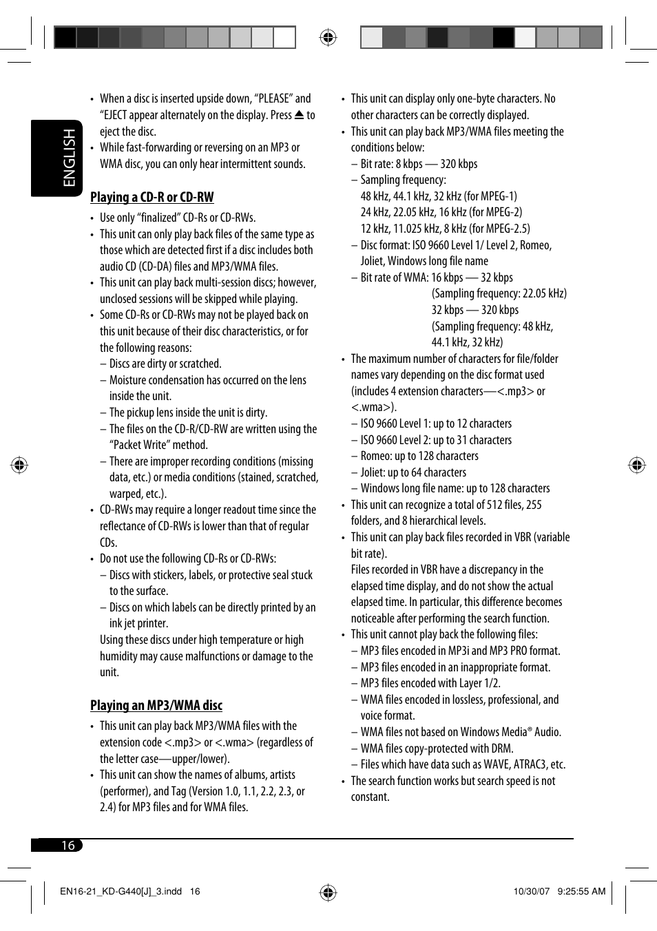English | JVC KD-G440 User Manual | Page 16 / 62