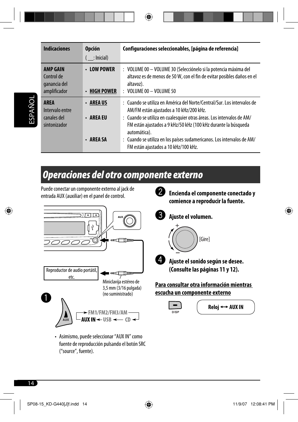 Operaciones del otro componente externo | JVC KD-G440 User Manual | Page 34 / 62