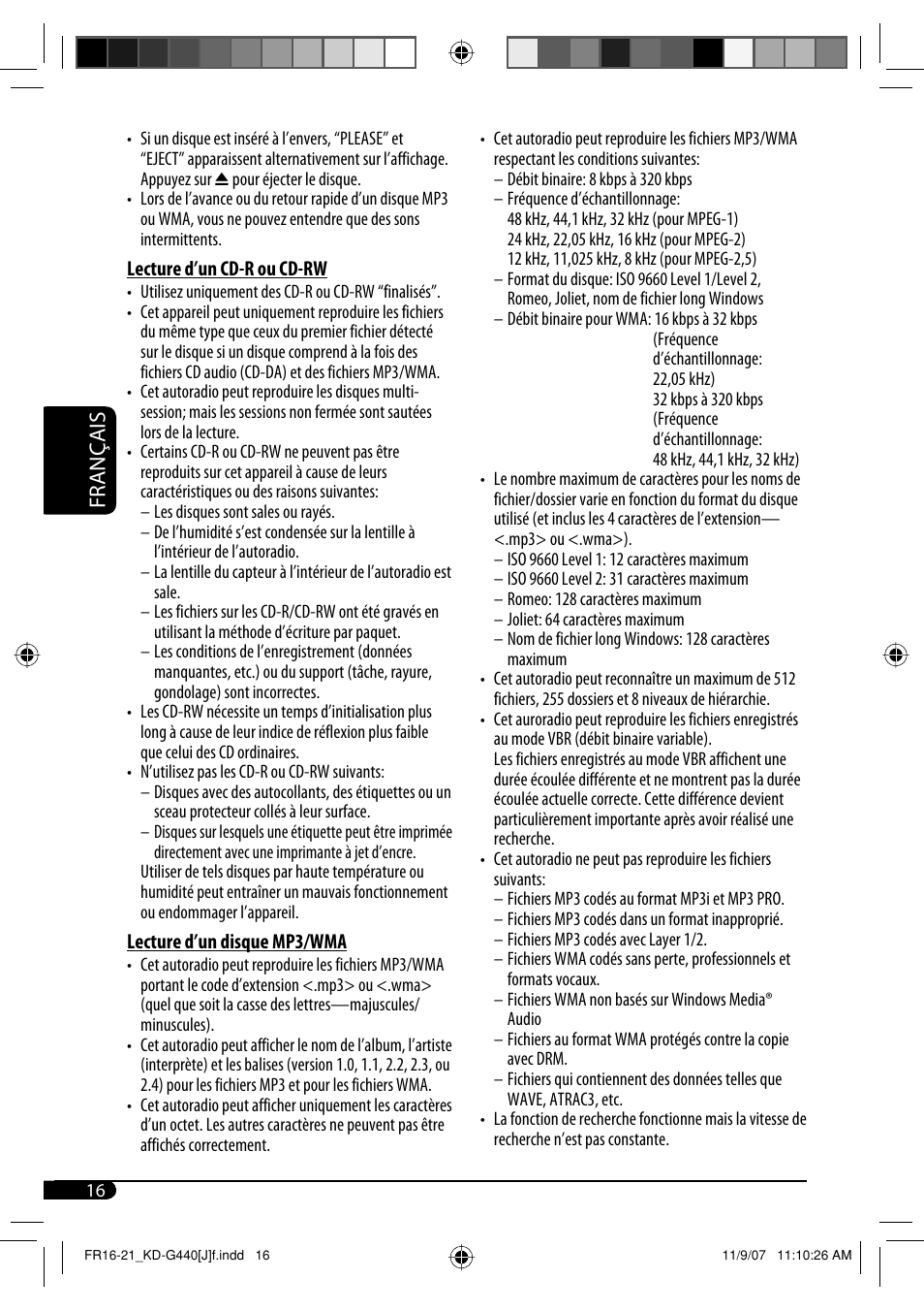 Français | JVC KD-G440 User Manual | Page 56 / 62