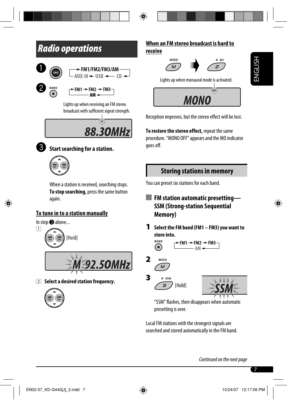 Radio operations | JVC KD-G440 User Manual | Page 7 / 62