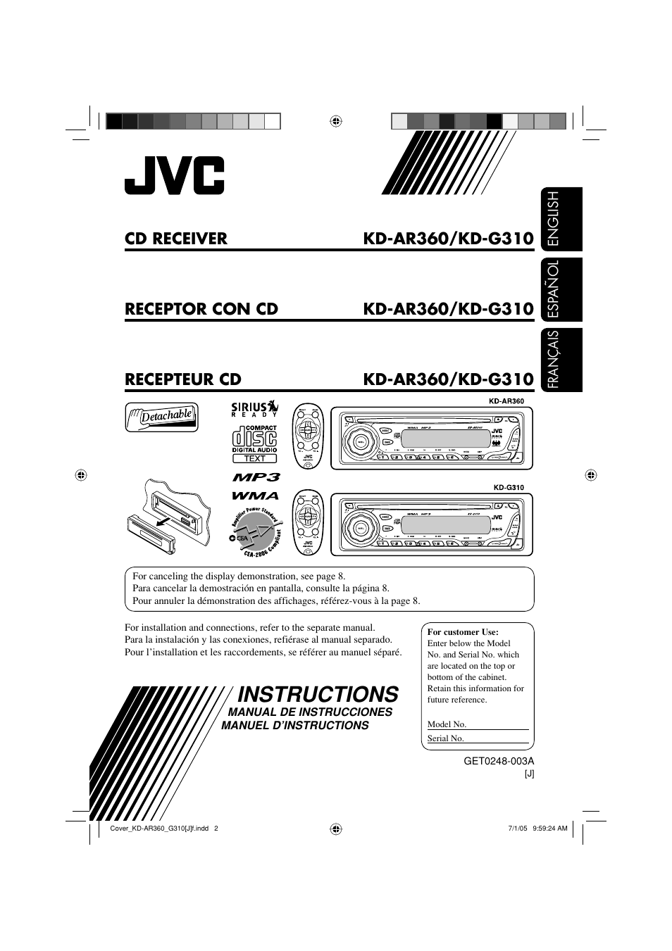 JVC KD-G310 User Manual | 98 pages