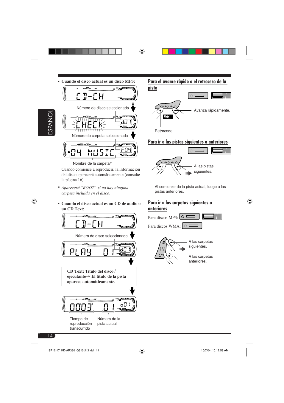 Esp añol | JVC KD-G310 User Manual | Page 46 / 98