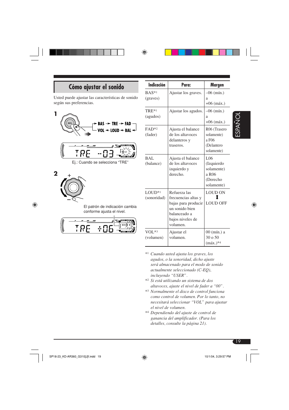 Cómo ajustar el sonido, Esp a ñ ol | JVC KD-G310 User Manual | Page 51 / 98