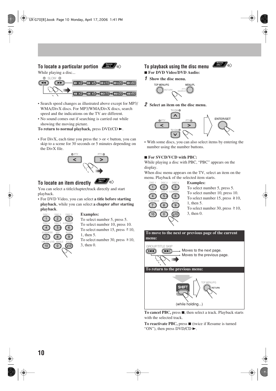 JVC SP-UXG70 User Manual | Page 14 / 47