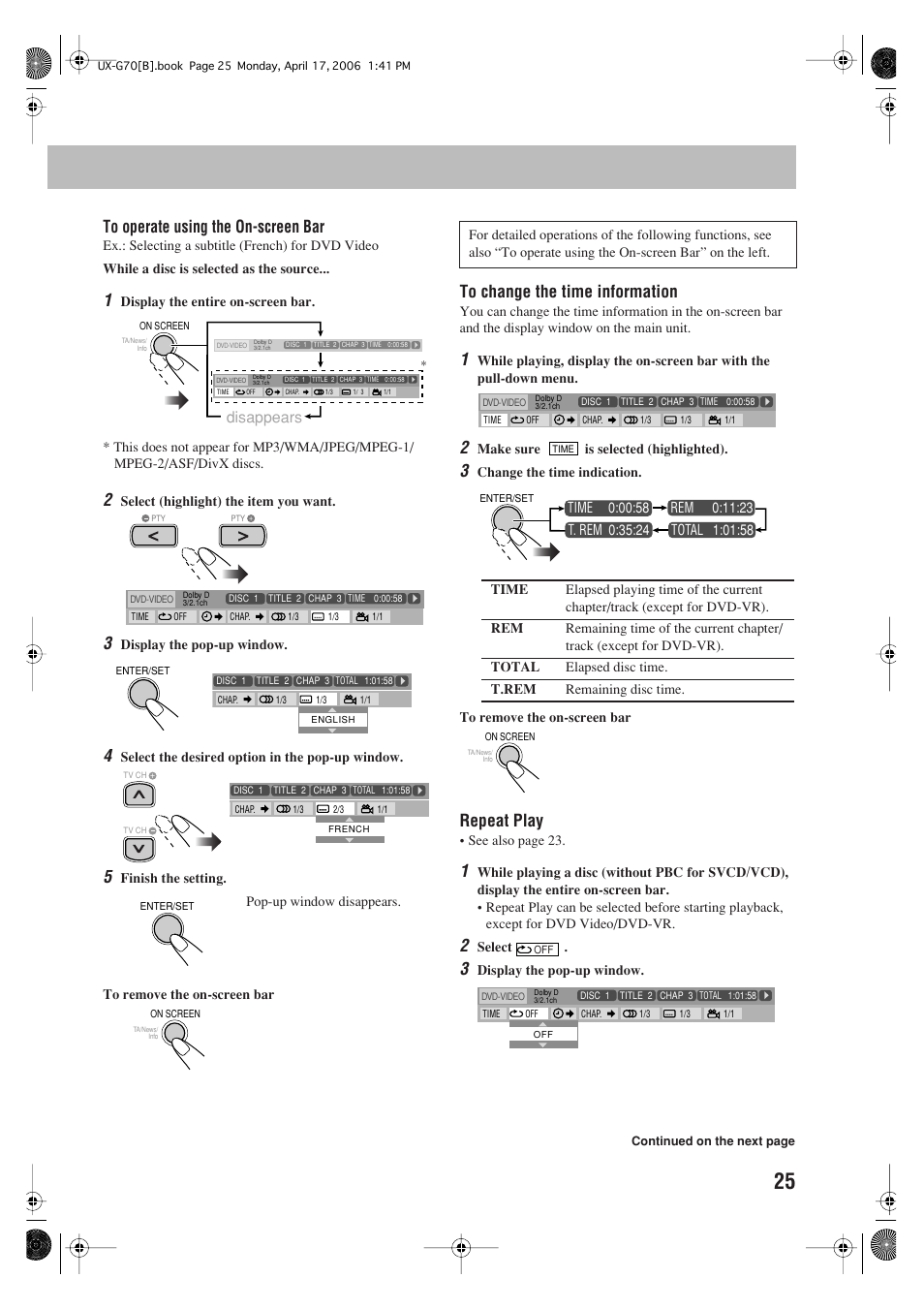 Repeat play, Disappears | JVC SP-UXG70 User Manual | Page 29 / 47