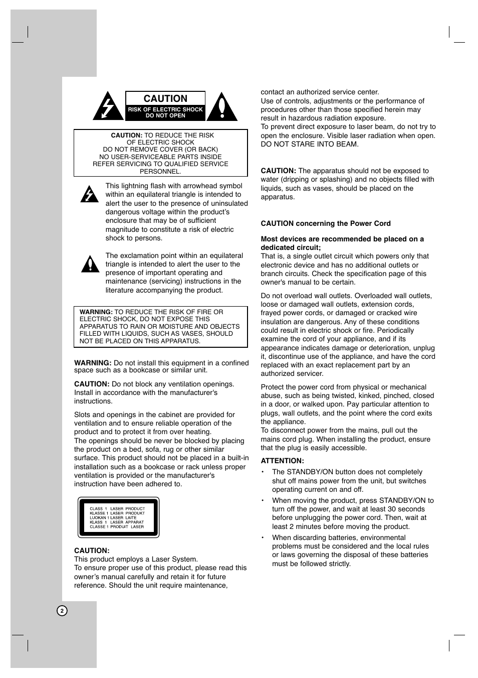 Caution | JVC XV-N452S User Manual | Page 2 / 28