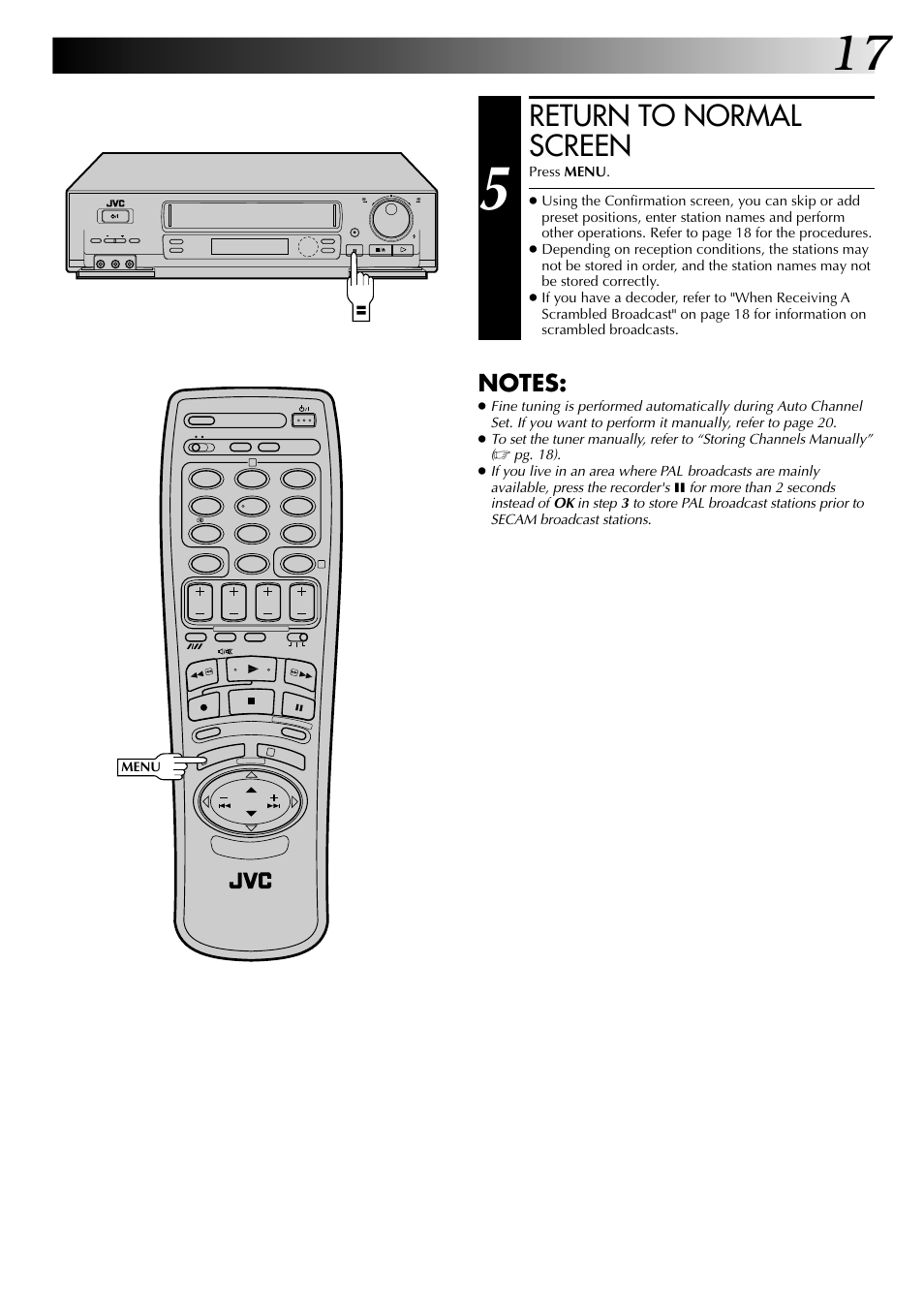 Return to normal screen | JVC HR-J449MS User Manual | Page 17 / 56