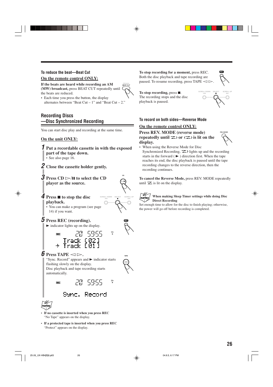 Recording discs —disc synchronized recording | JVC CA-UXHB4 User Manual | Page 29 / 36