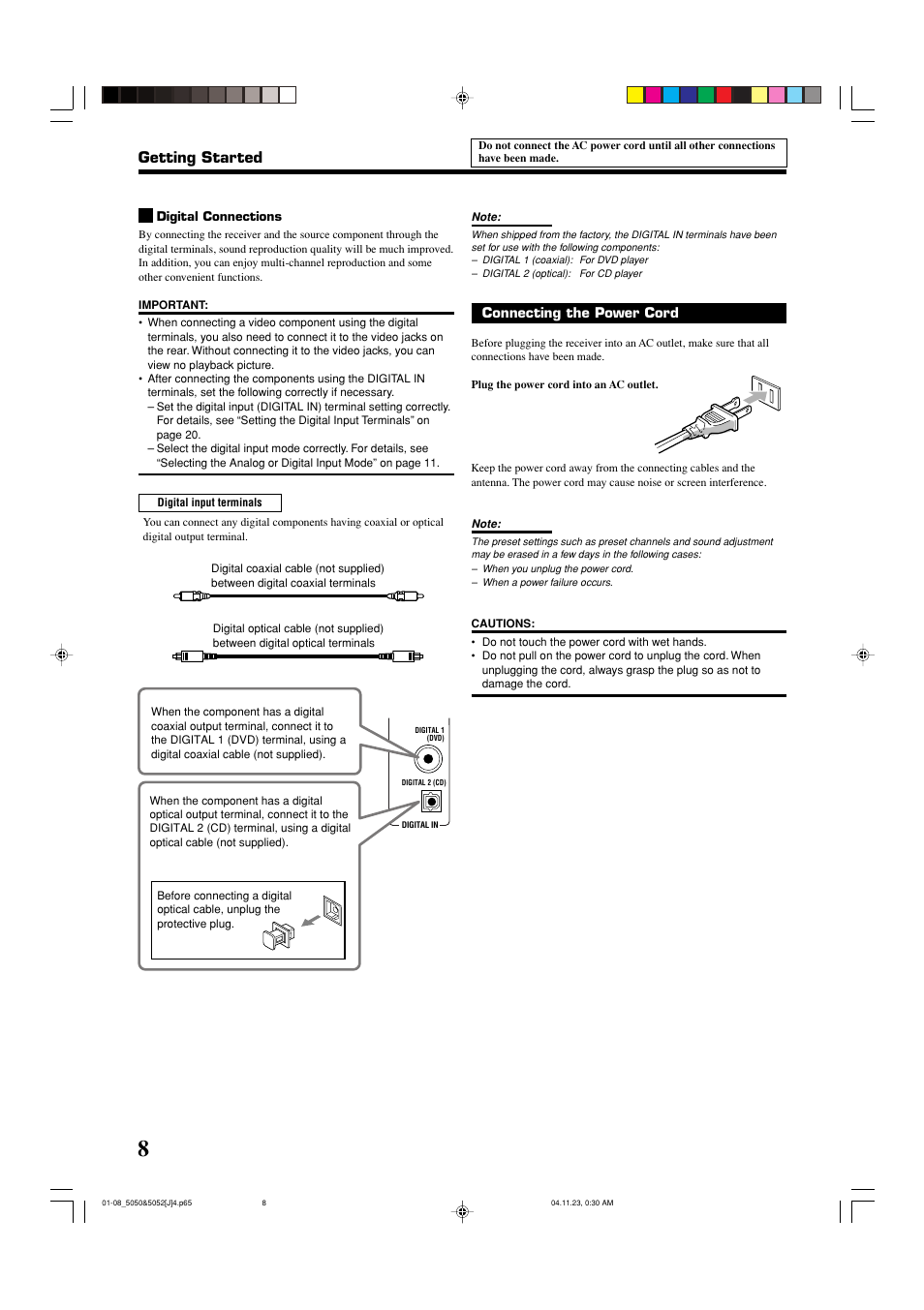 Getting started | JVC RX-5050B User Manual | Page 10 / 76