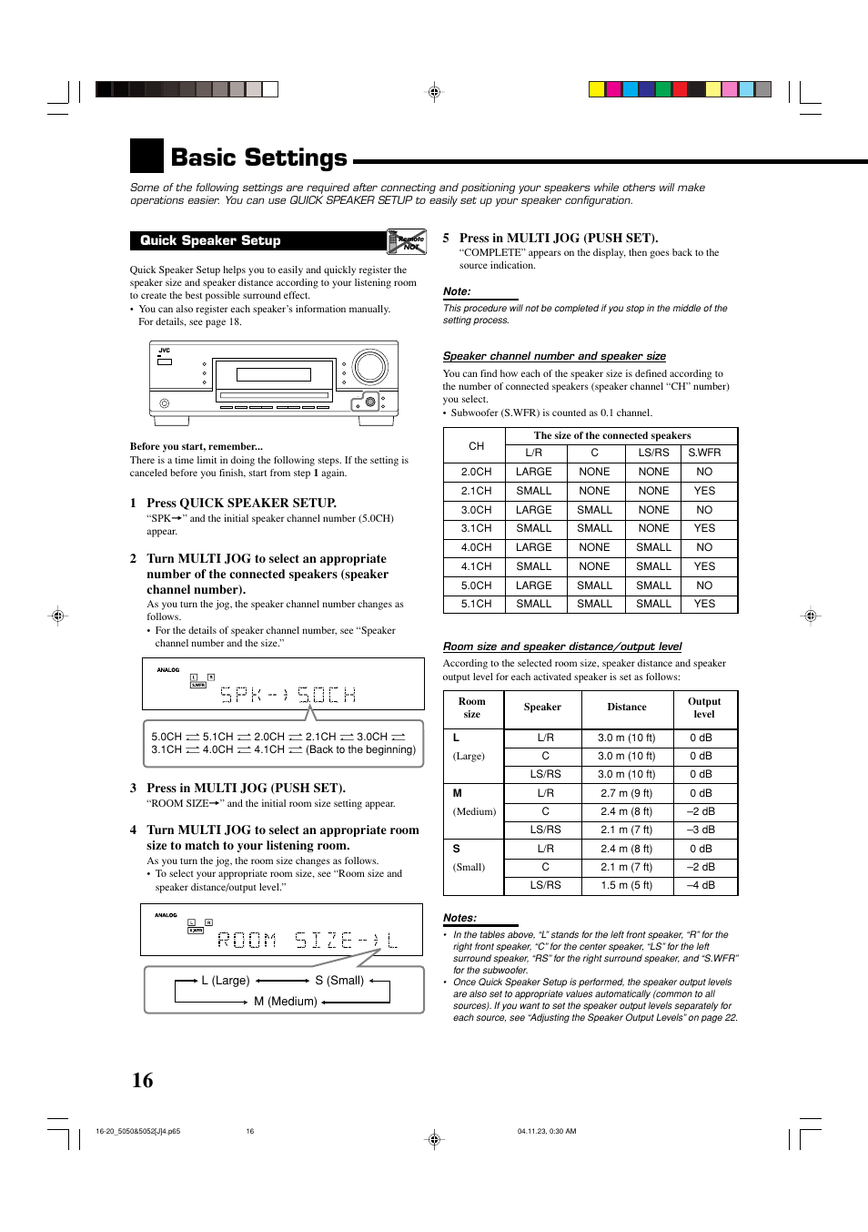 Basic settings | JVC RX-5050B User Manual | Page 18 / 76