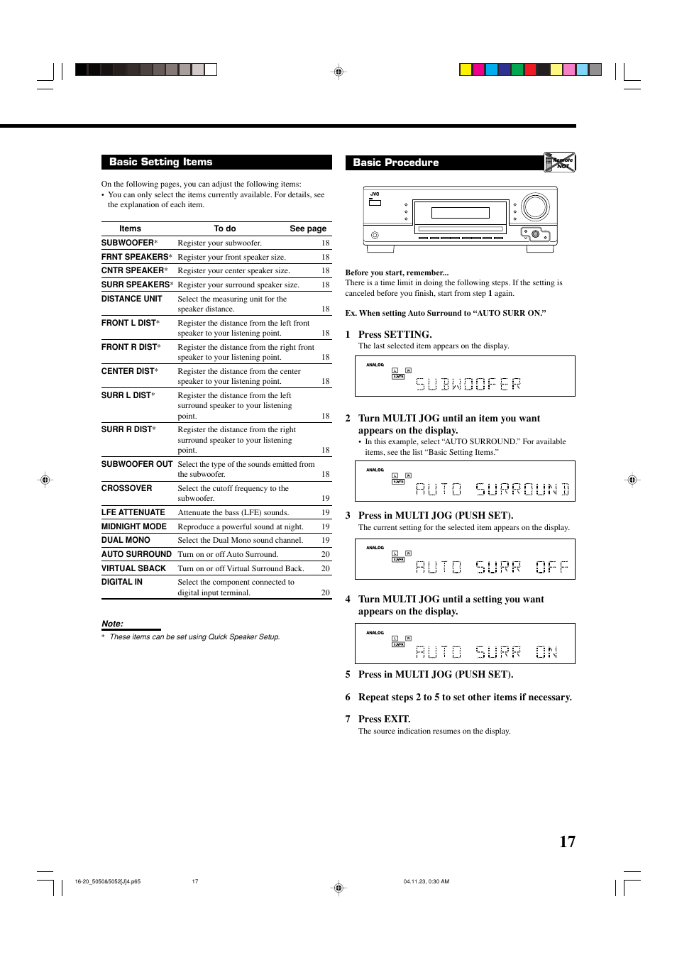 JVC RX-5050B User Manual | Page 19 / 76