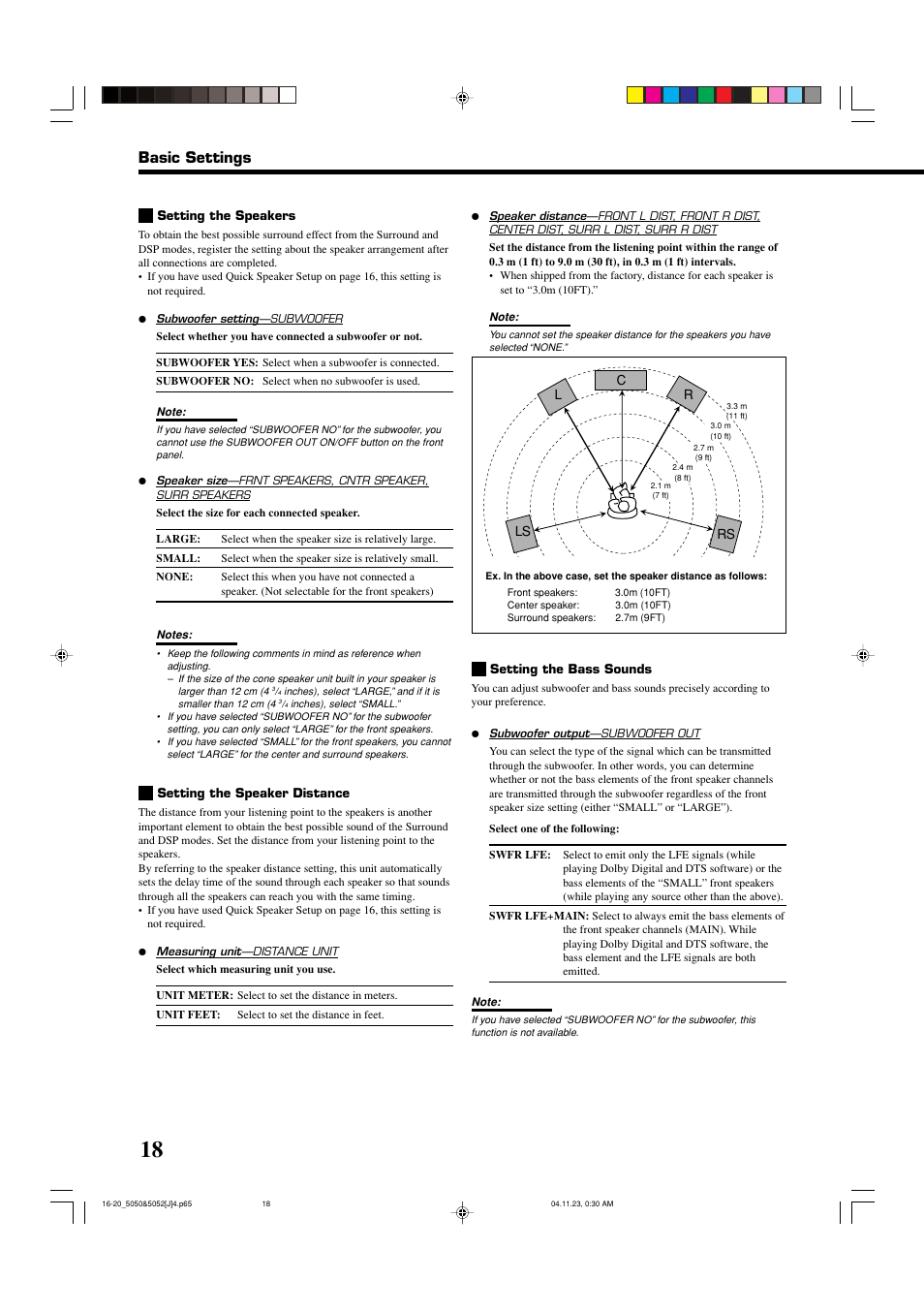 Basic settings | JVC RX-5050B User Manual | Page 20 / 76