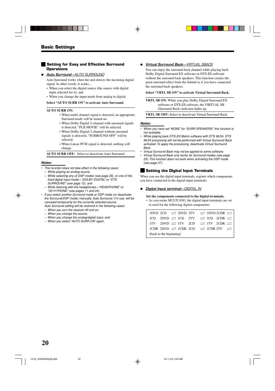 Basic settings | JVC RX-5050B User Manual | Page 22 / 76