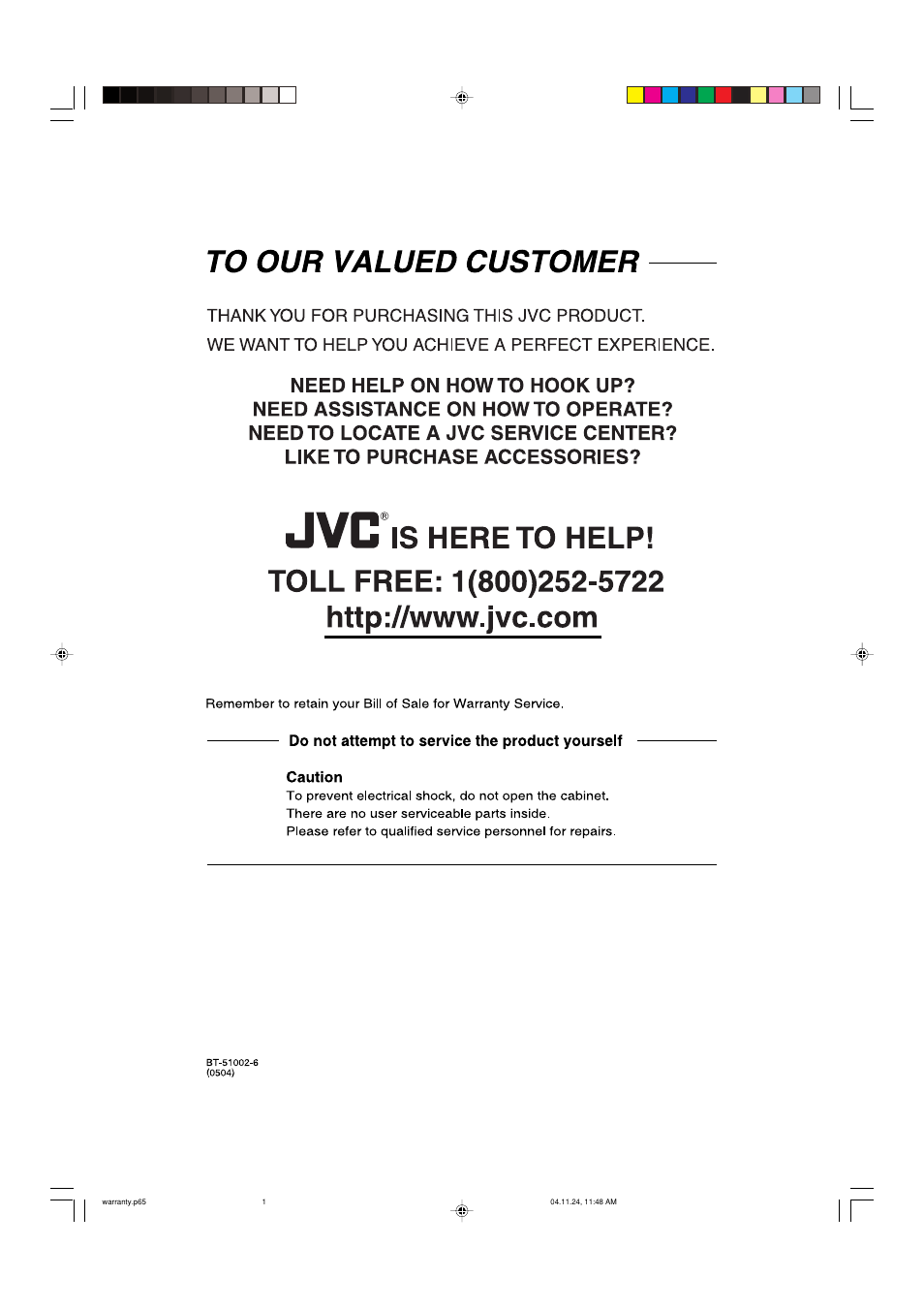 To our valued customer | JVC RX-5050B User Manual | Page 38 / 76