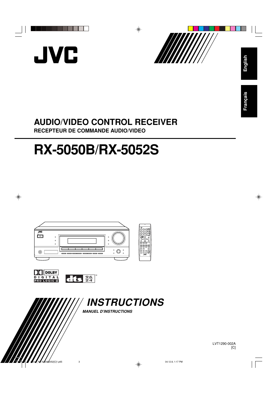 C version, Instructions, Audio/video control receiver | JVC RX-5050B User Manual | Page 40 / 76