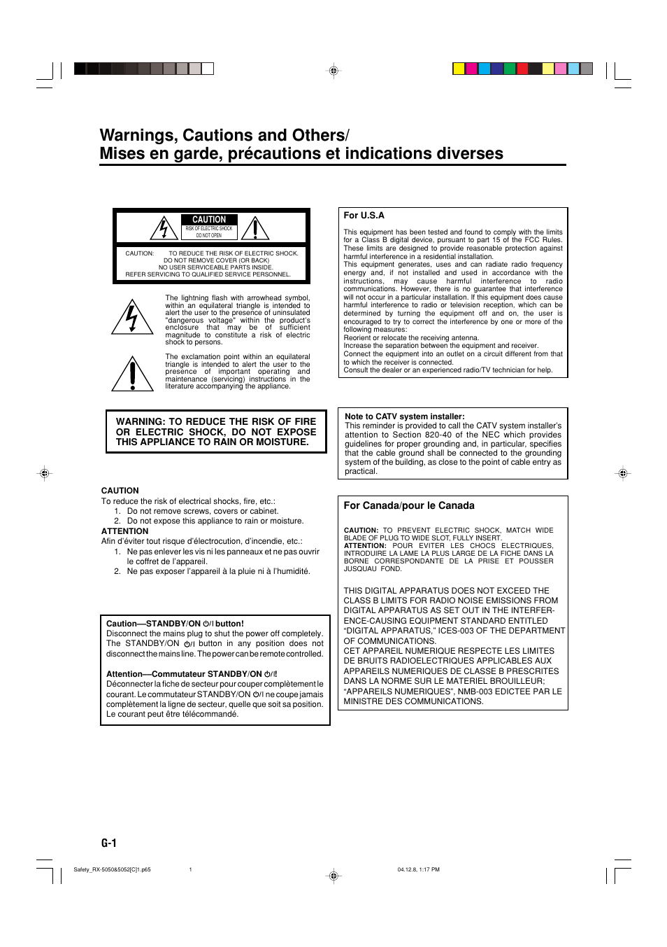 Warnings, cautions and others | JVC RX-5050B User Manual | Page 41 / 76