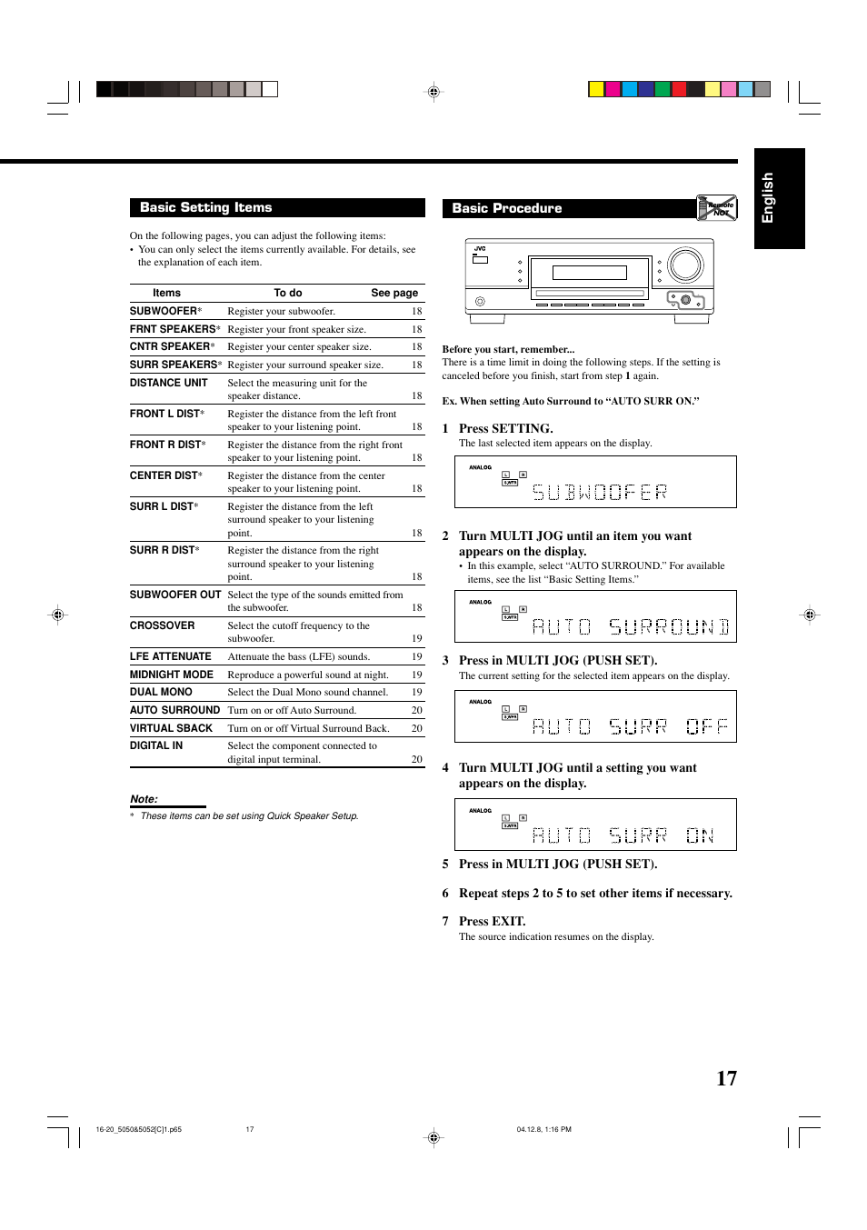 English | JVC RX-5050B User Manual | Page 58 / 76