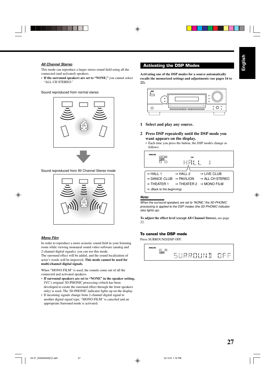 English | JVC RX-5050B User Manual | Page 68 / 76