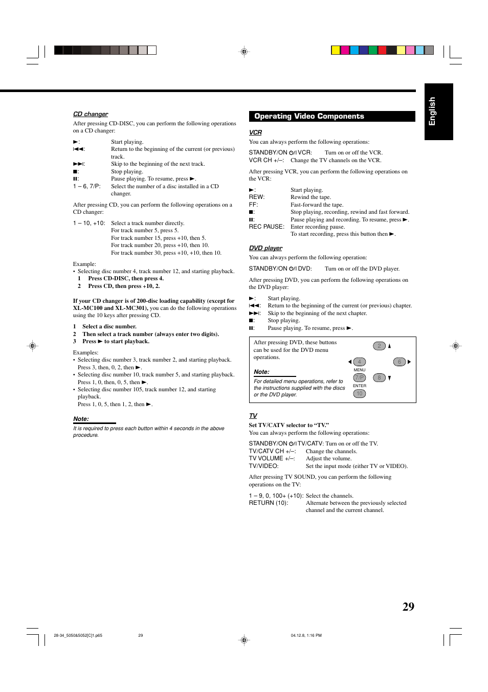 English | JVC RX-5050B User Manual | Page 70 / 76