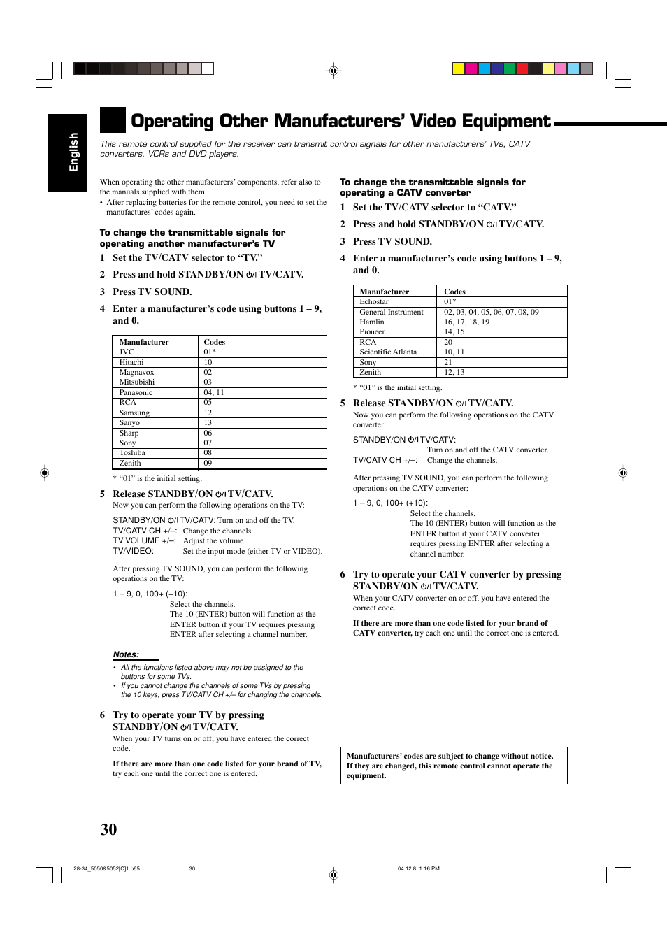 Operating other manufacturers’ video equipment | JVC RX-5050B User Manual | Page 71 / 76