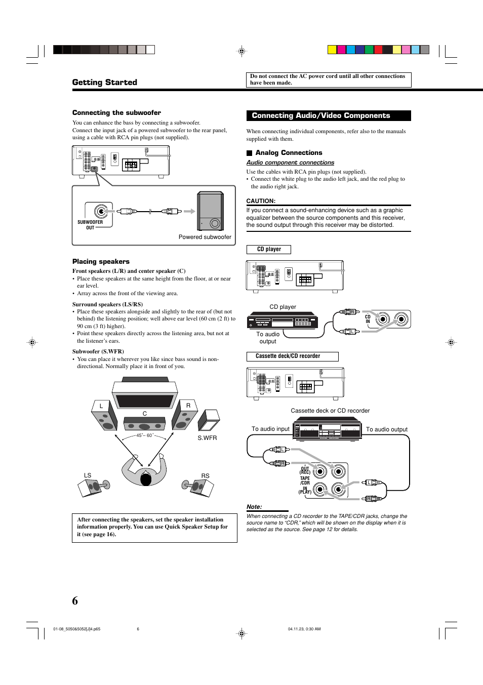 Getting started | JVC RX-5050B User Manual | Page 8 / 76