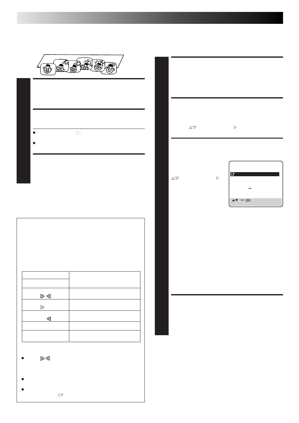 Start playback, Activate repeat playback, Stop playback | Access main menu screen, Access mode set screen, Select picture control set mode, Return to normal screen, Playback (cont.), Repeat playback, Soundtrack selection | JVC HR-J668EU User Manual | Page 16 / 56
